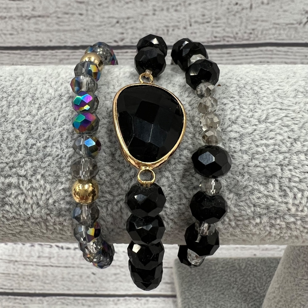 Black Agate Bracelet Set (157)
